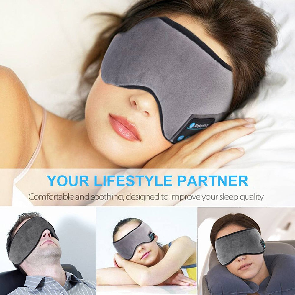 Casque de sommeil Bluetooth, masque pour les yeux, casque de sommeil, bandeau Bluetooth, doux, élastique, confortable, écouteurs de musique sans fil