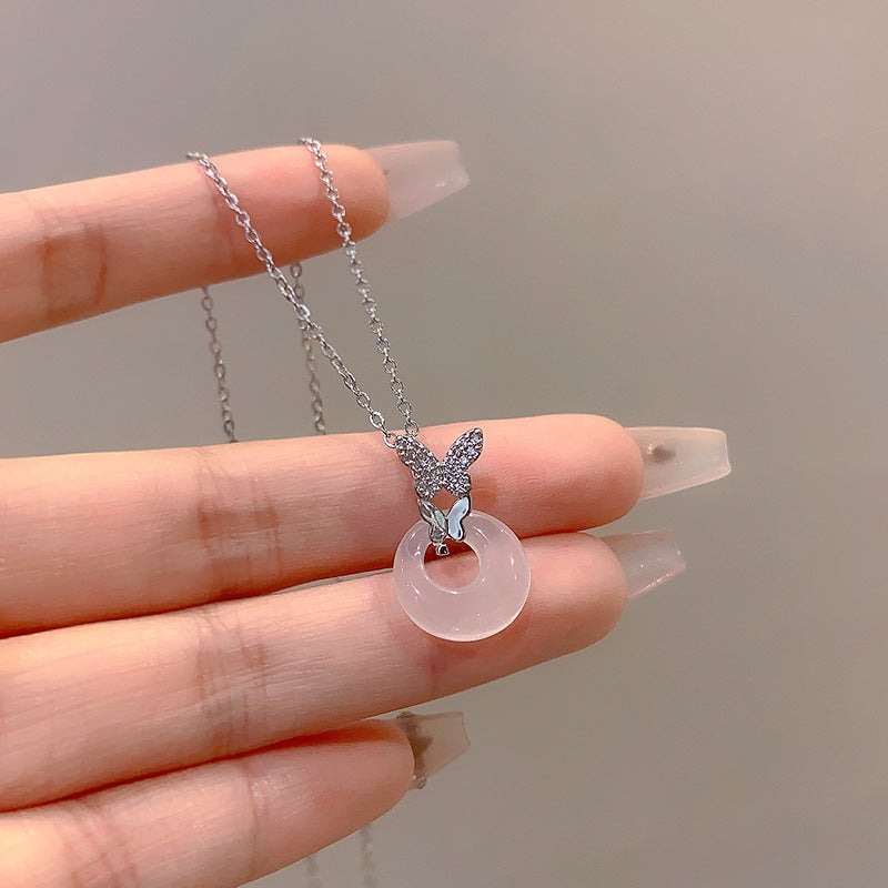 New Chinese safety buckle pendant necklace women's light luxury high-end collarbone chain 2025 new national style accessories