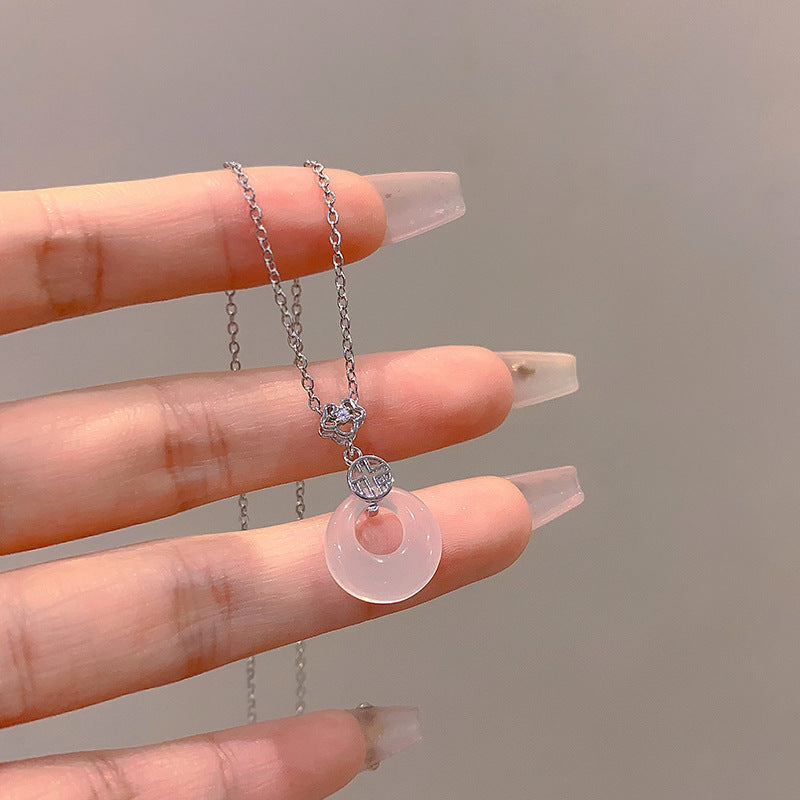 New Chinese safety buckle pendant necklace women's light luxury high-end collarbone chain 2025 new national style accessories