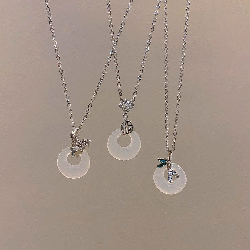 New Chinese safety buckle pendant necklace women's light luxury high-end collarbone chain 2025 new national style accessories