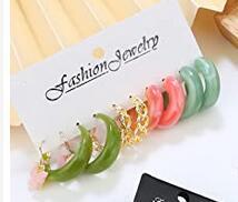 European and American cross-border hot-selling C-shaped earrings vintage imitation pearl ring earring set nine-piece set
