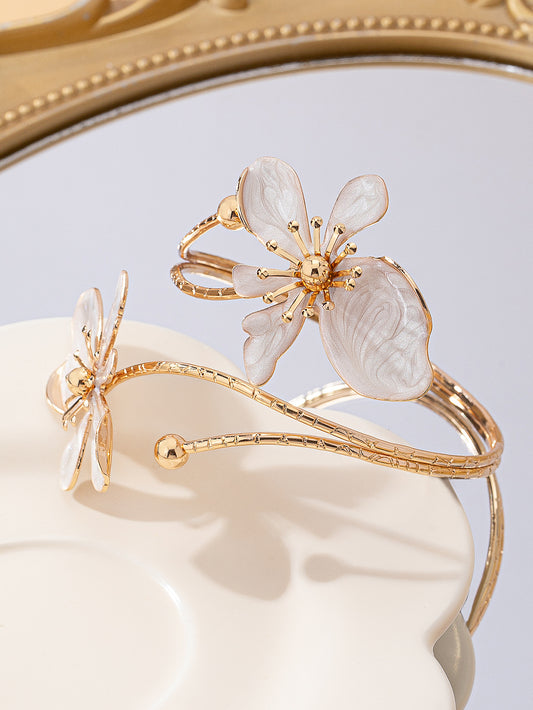 European and American cross-border elegance and simplicity, fresh and sweet design, gold enamel glaze craft flower open bracelet