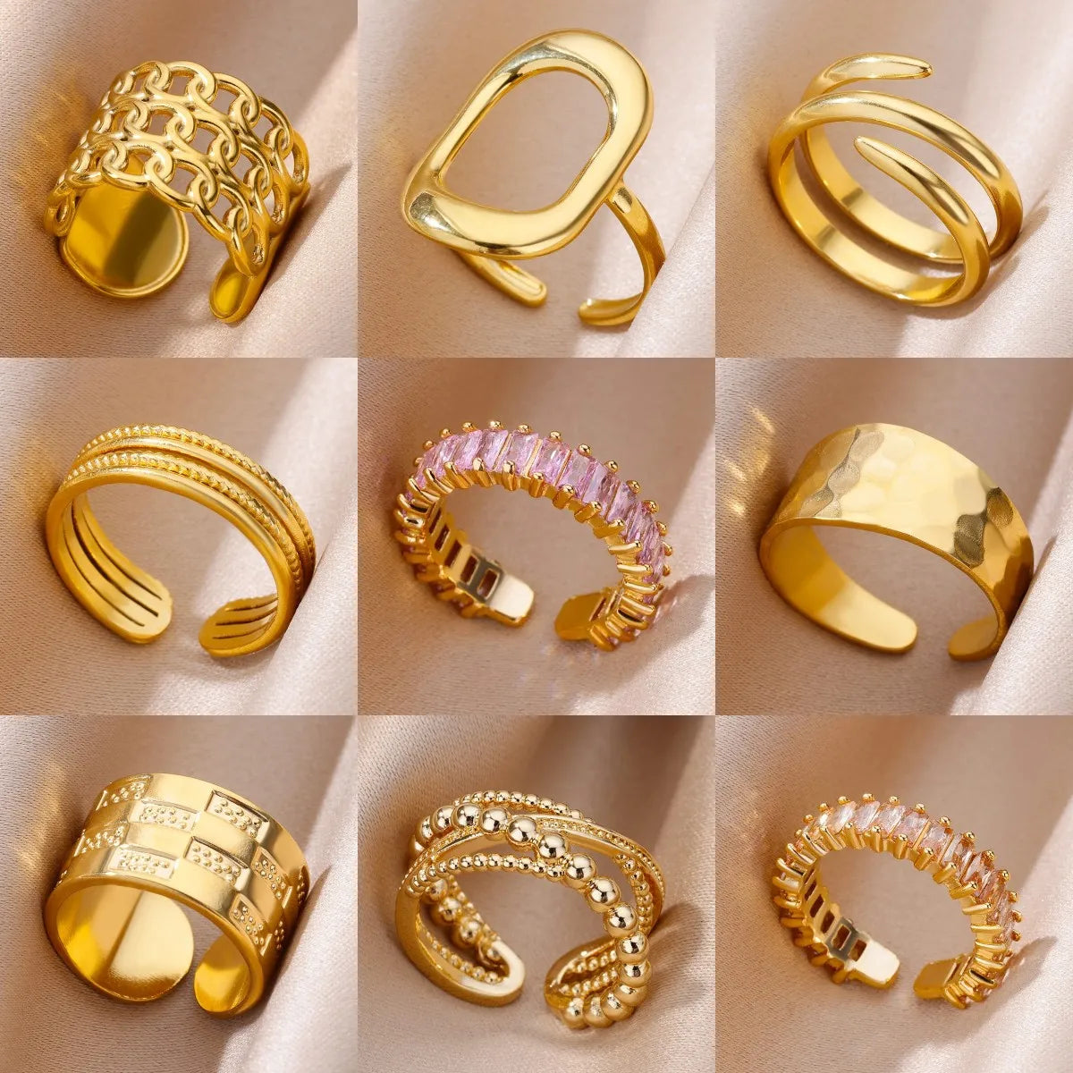 Stainless Steel Rings for Women Gold Color Never Fade Luxury Classic rings wedding couple rings Jewelry Free Shipping