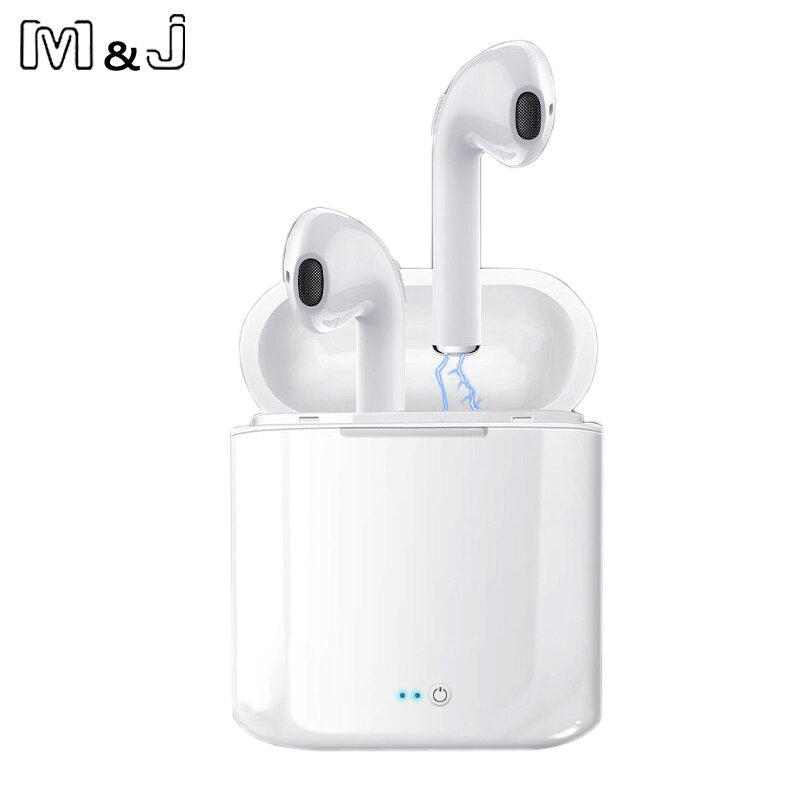 M&J Wireless i7S Tws Bluetooth Earphone Stereo Earbuds Charging box for iPhone Samsung iphone Smart Phone Retail box