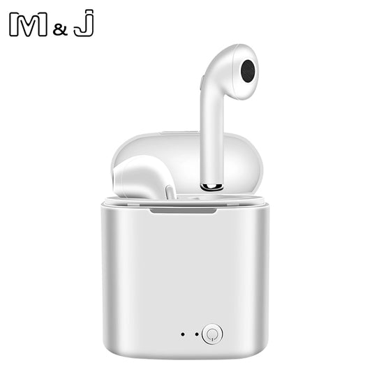 M&J Wireless i7S Tws Bluetooth Earphone Stereo Earbuds Charging box for iPhone Samsung iphone Smart Phone Retail box